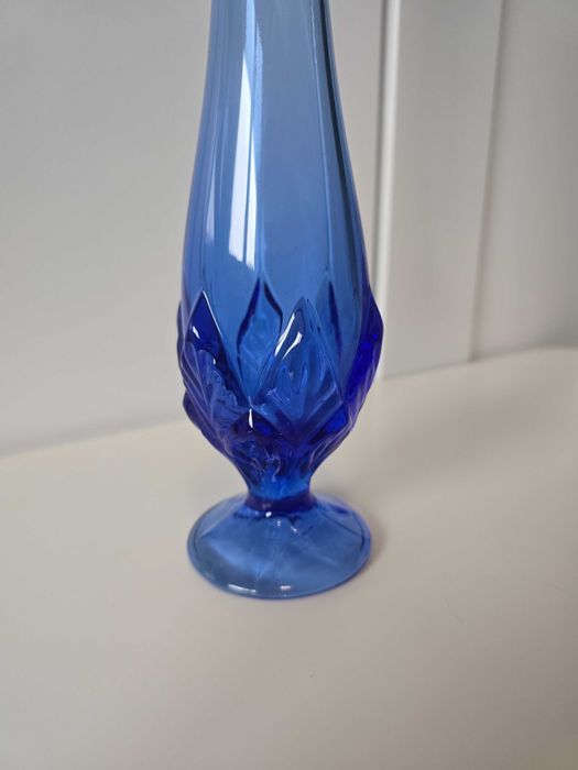 Wazon niebieski - szkło - Huta Szkła Gospodarczego Ząbkowice