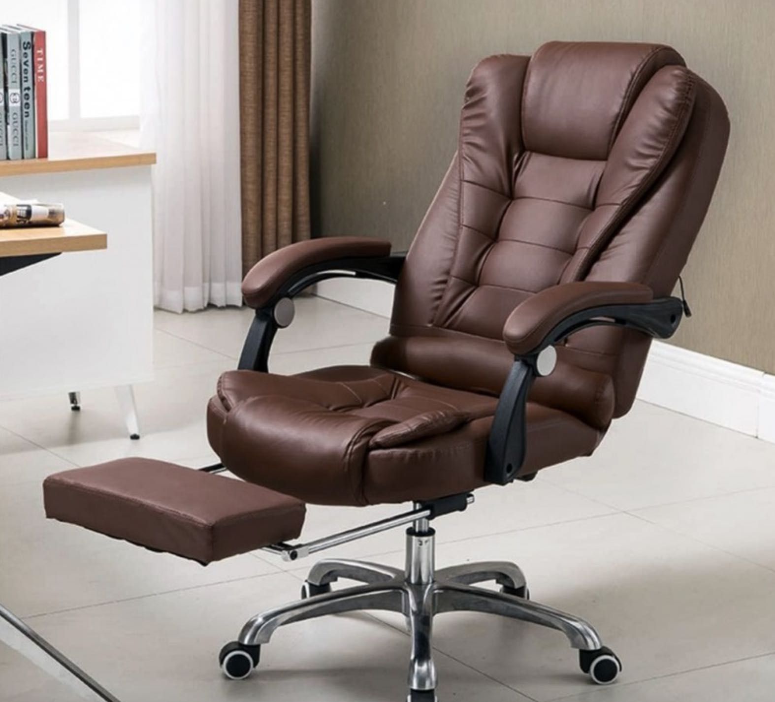 PREMIUM‼️ Ergonomiczny fotel biurowy obrotowy z wysuwanym podnóżkiem