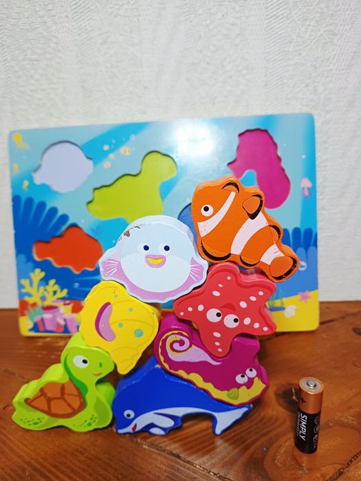 Вкладиші пазли дерев'яні кубики сортер іграшка Монтесорі