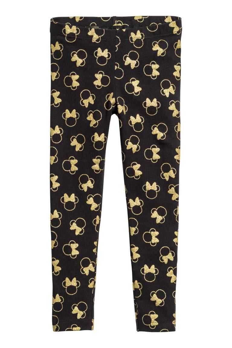 Legginsy z nadrukiem myszki Minnie Miki Mini roz 128 H&M czarne złote