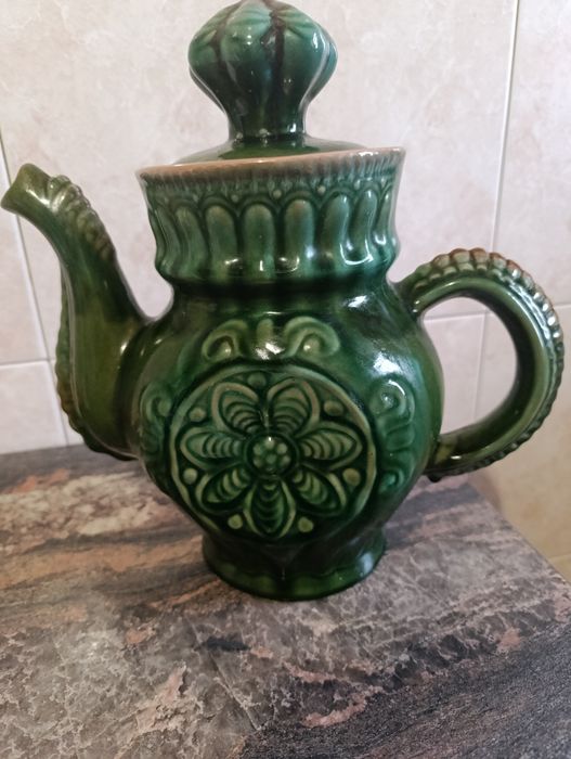 Чайник обливная керамика майолика, Васильковский з-д.