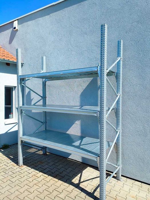 Regał metalowy do warsztatu magazynu ocynk meble używane 280x88