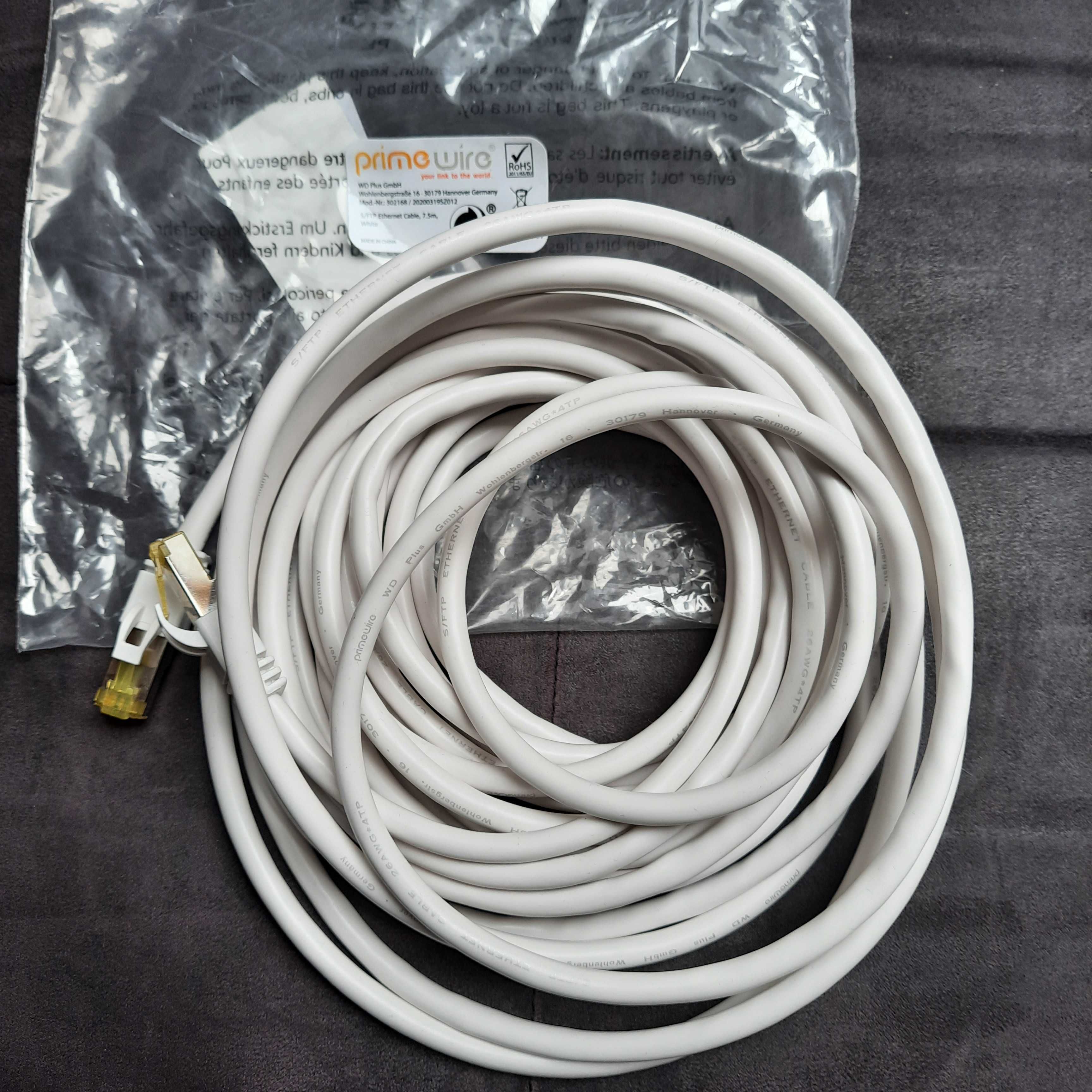 Kabel sieciowy 7,5m PRIMEWIRE 26AWG*4TP S/FTP biały
