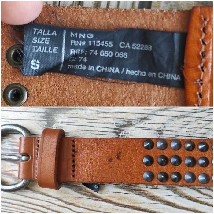 Кожаный ремень с шипами Mango готический рокерский