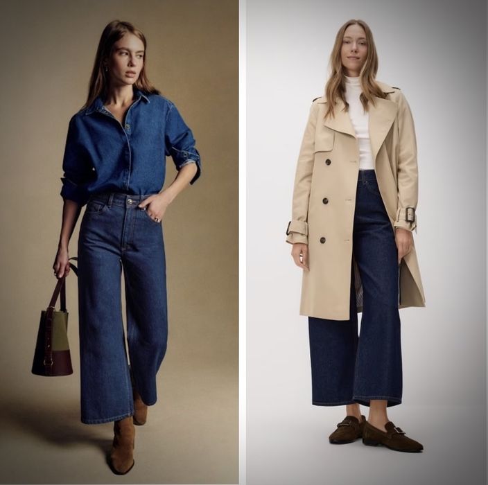 Укорочені джинси кюлоти індіго Uniqlo