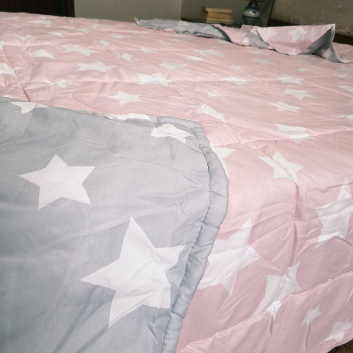 Edredão de inverno inversível cor-de-rosa/ cinza (250/270)