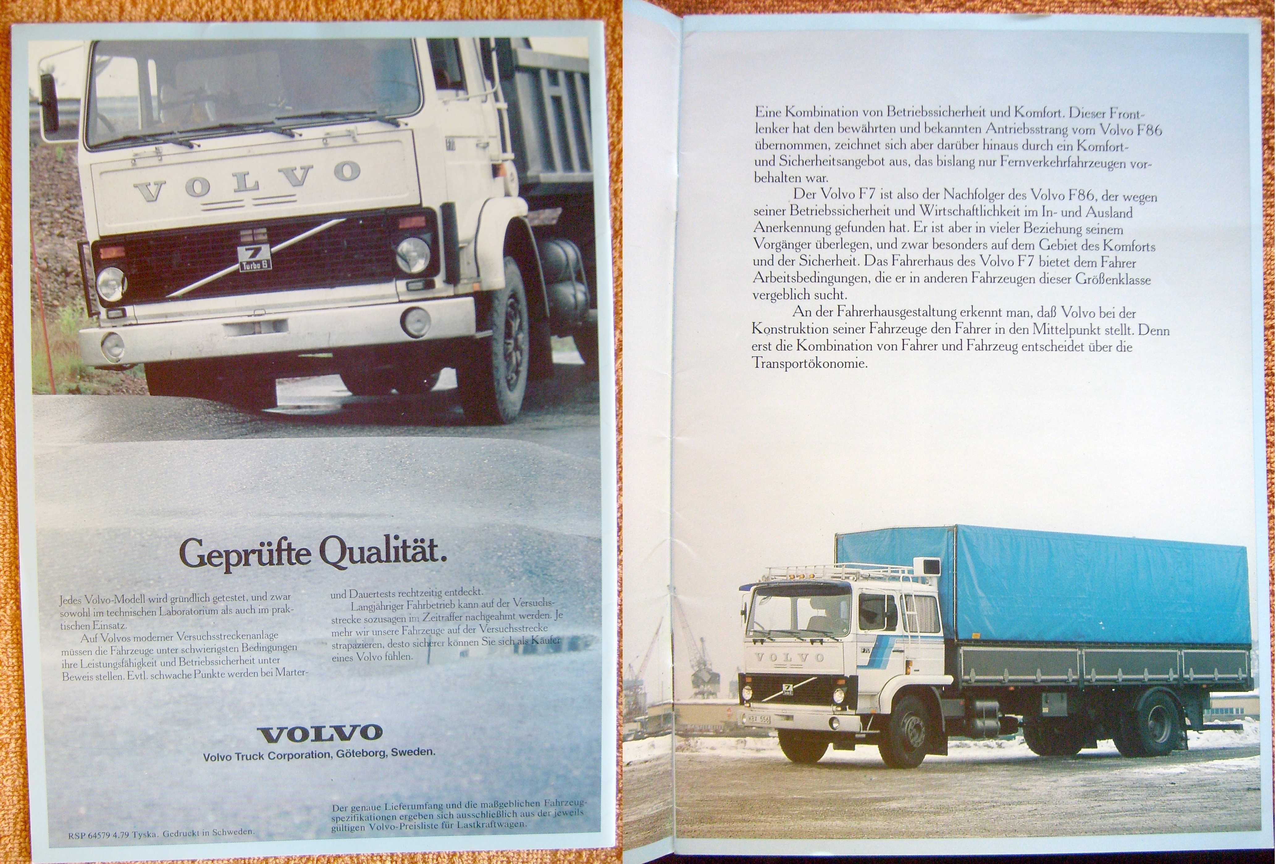VOLVO F7 Turbo 6 / prospekt 20 str., 1979 IDEAŁ - Wyprzedaż kolekcji !