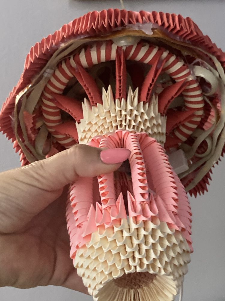 Lampka różowa origami modułowa  recznie robiona