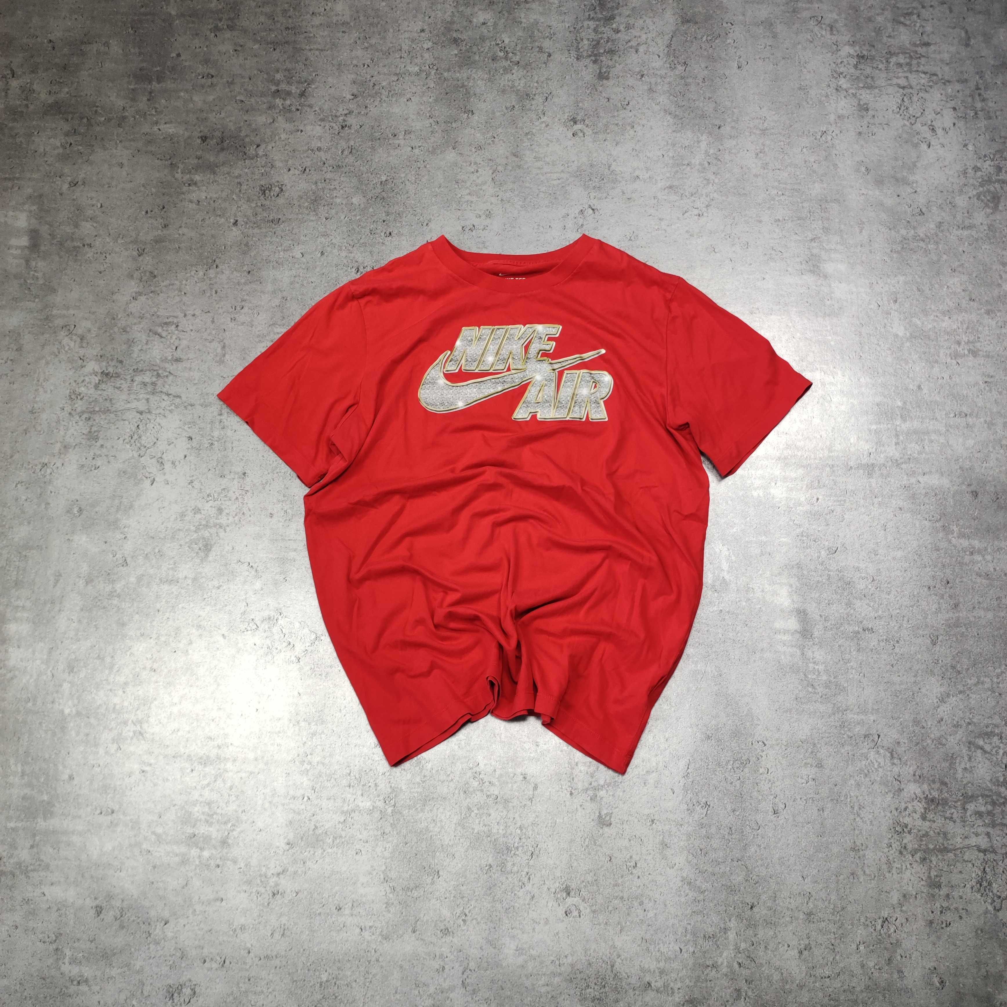MĘSKA Koszulka PREMIUM Bawełna Duże Logo Czerwona Nike Air AIR Sport