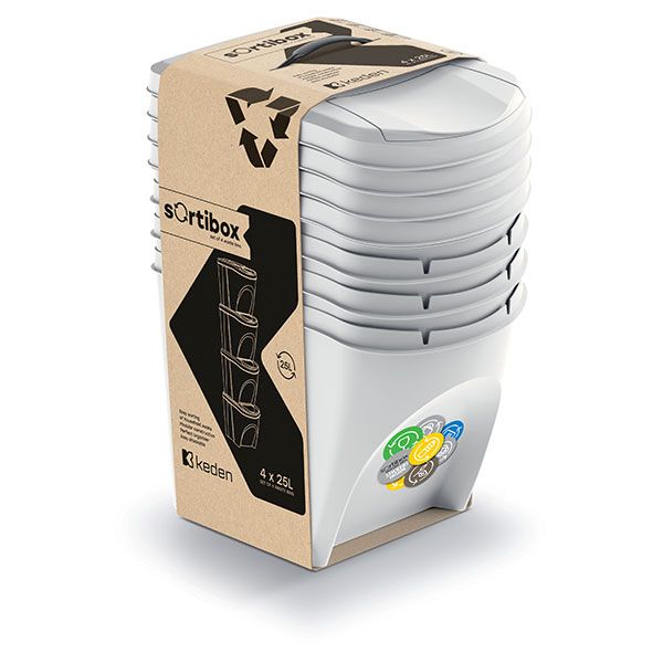 Kosz Na Śmieci 4X25L Do Segregacji Sortibox Popielaty Ikwb25S4-427C