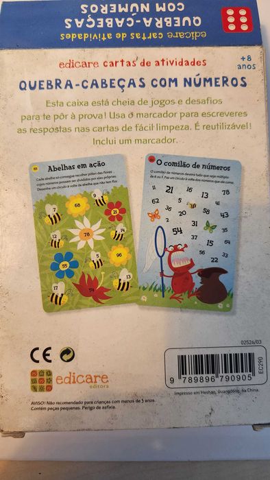 Edicare -  Cartas Atividades quebra cabeças com números