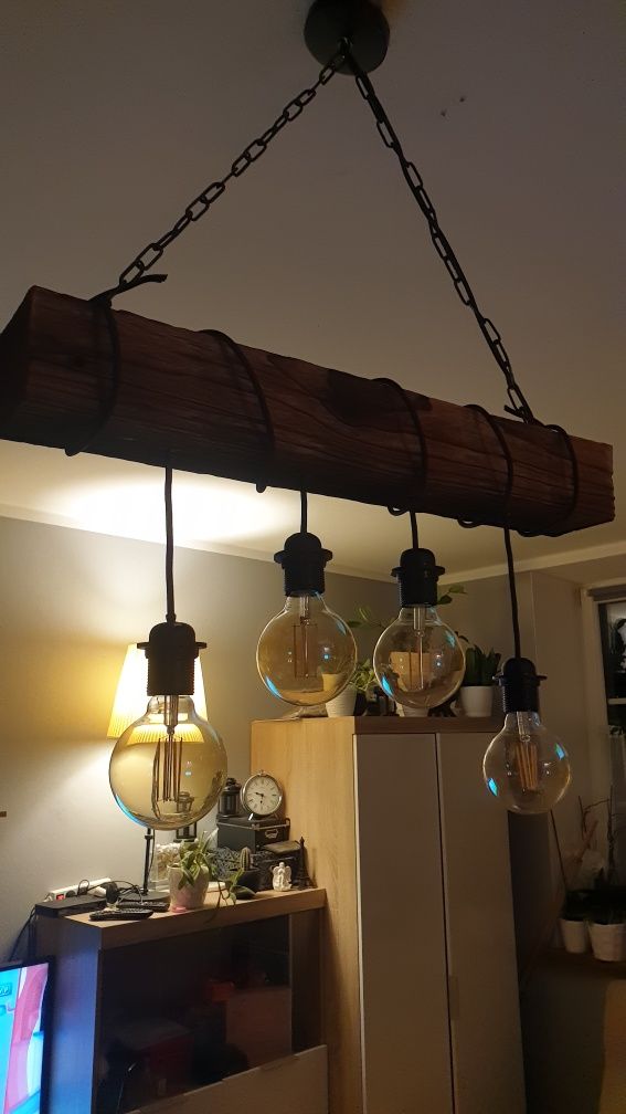 Lampa  wisząca loft stara belka retro vintage rustykalna  stare drewno