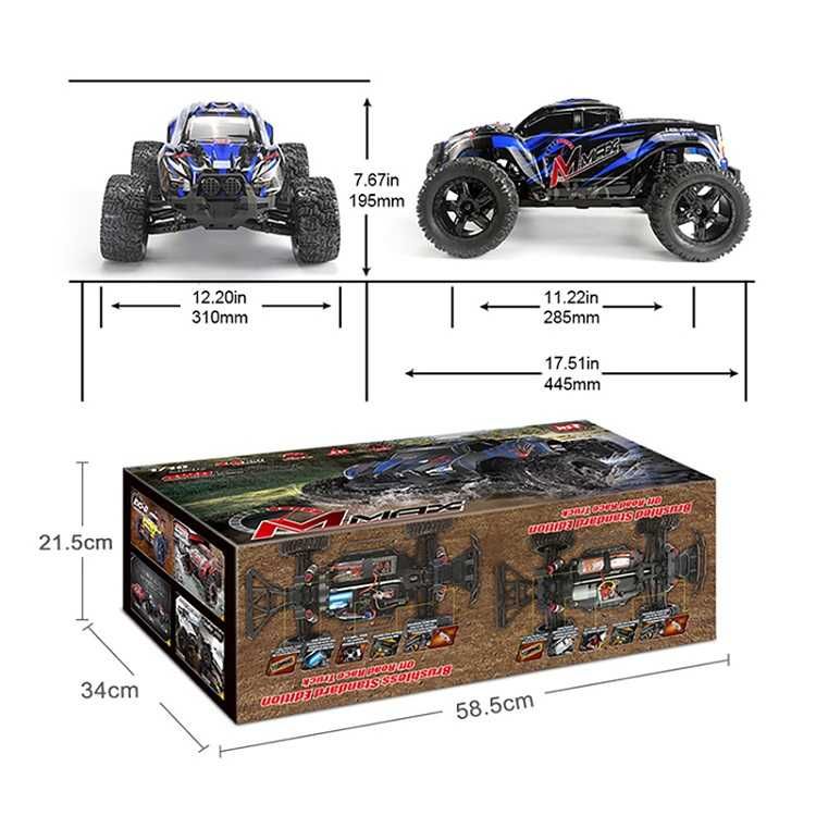 M max REMO HOBBY 1031 M Truck 1/10 40 км/год , 4WD синя , червона