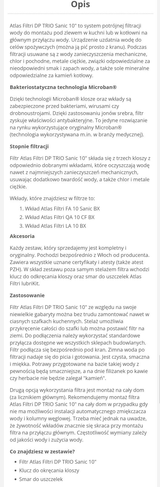Uzdatniacz wody Atlasfiltri na cały dom z technologią przeciwbakteryjn