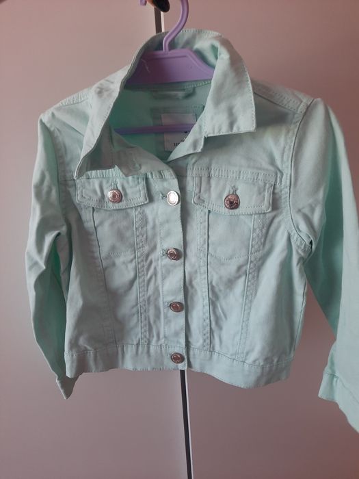 Kurtka jeansowa katana miętowa dla dziewczynki Sinsay