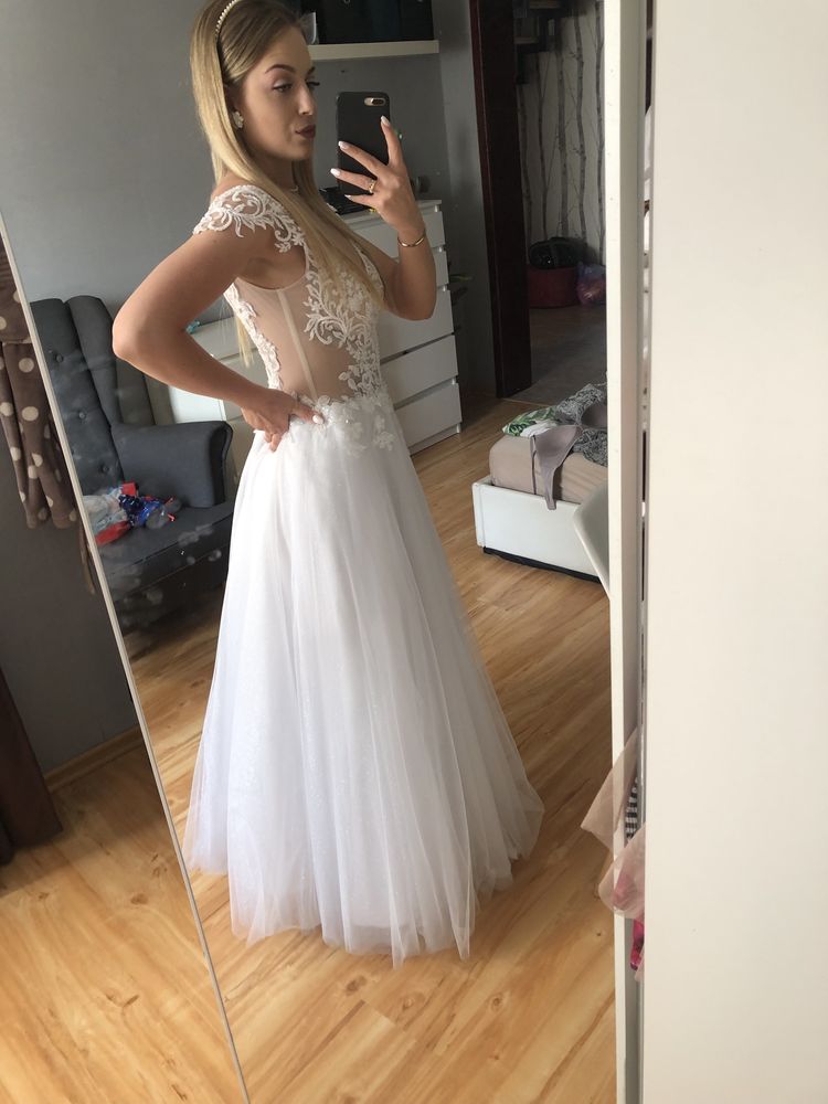 Suknia ślubna z welonem 170cm