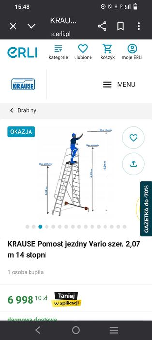 Drabina Vario Krause wysokość robocza 5,3 m
