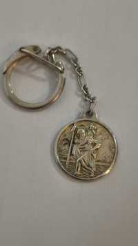 Porta chaves em prata São Cristóvão