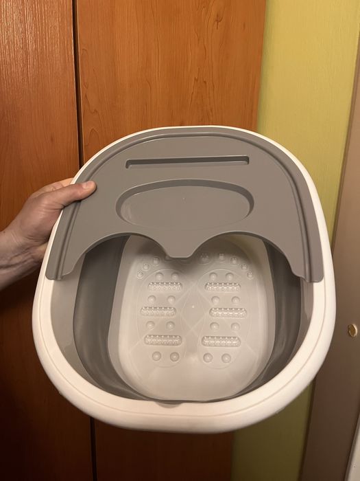 Składana miska wiadro z nakładką biało szare 40x34x22