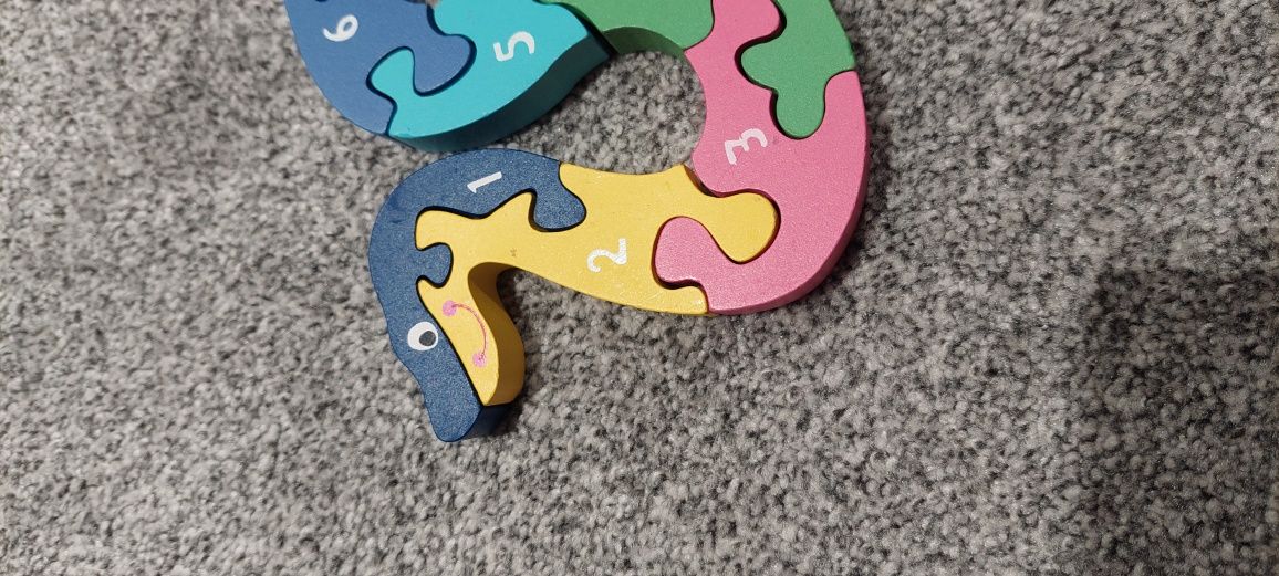 Puzzle drewniane liczby wąż gąsienica 2x numery