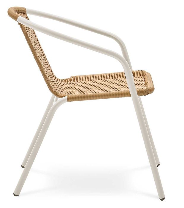 Krzesło Technorattanowe na Balkon Taras Bistro Patio BRĄZOWO-BIAŁE