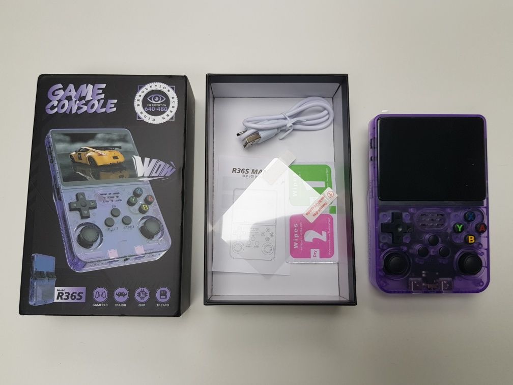 Konsola retro R36S Data Frog 64GB kolor fioletowy transparentny