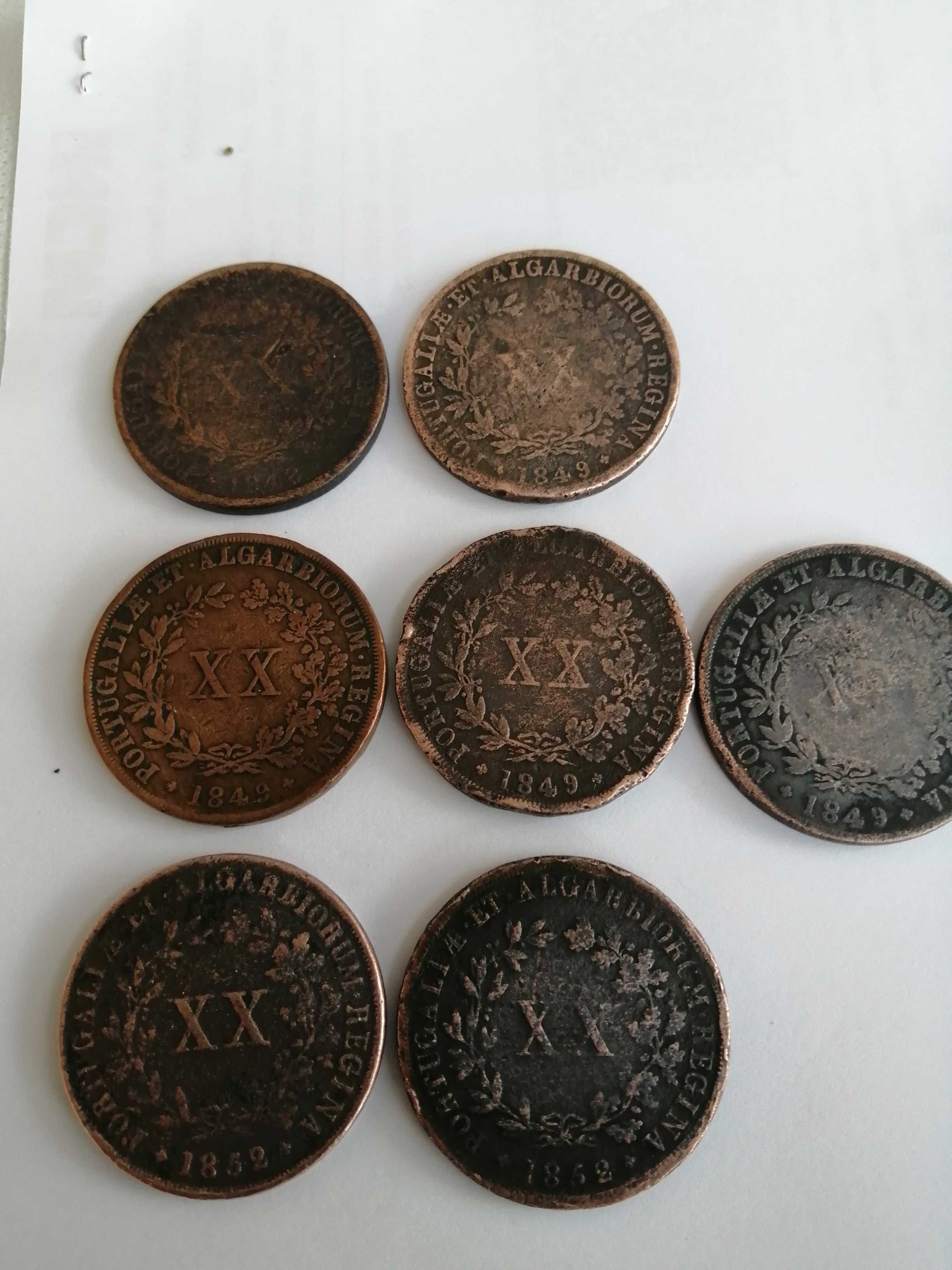 Moedas de XX réis. D. Maria ll. 1948, 1949, 1952.