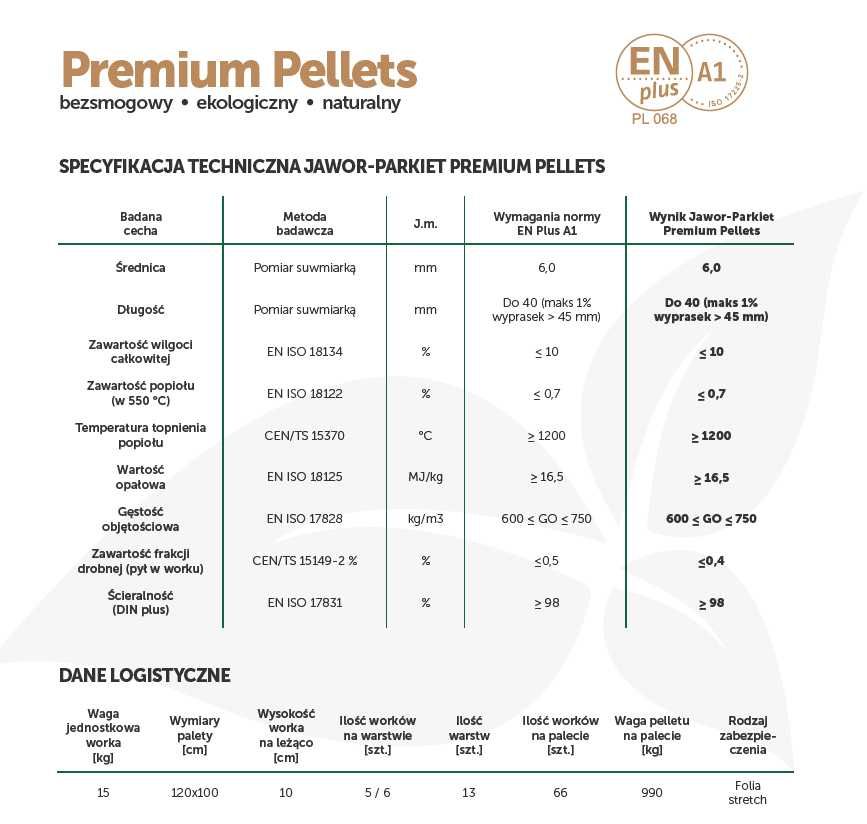 Pellet Jawor Premium EnPlus 6mm (dębowy)