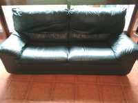 Sofa em pele genuina+puf