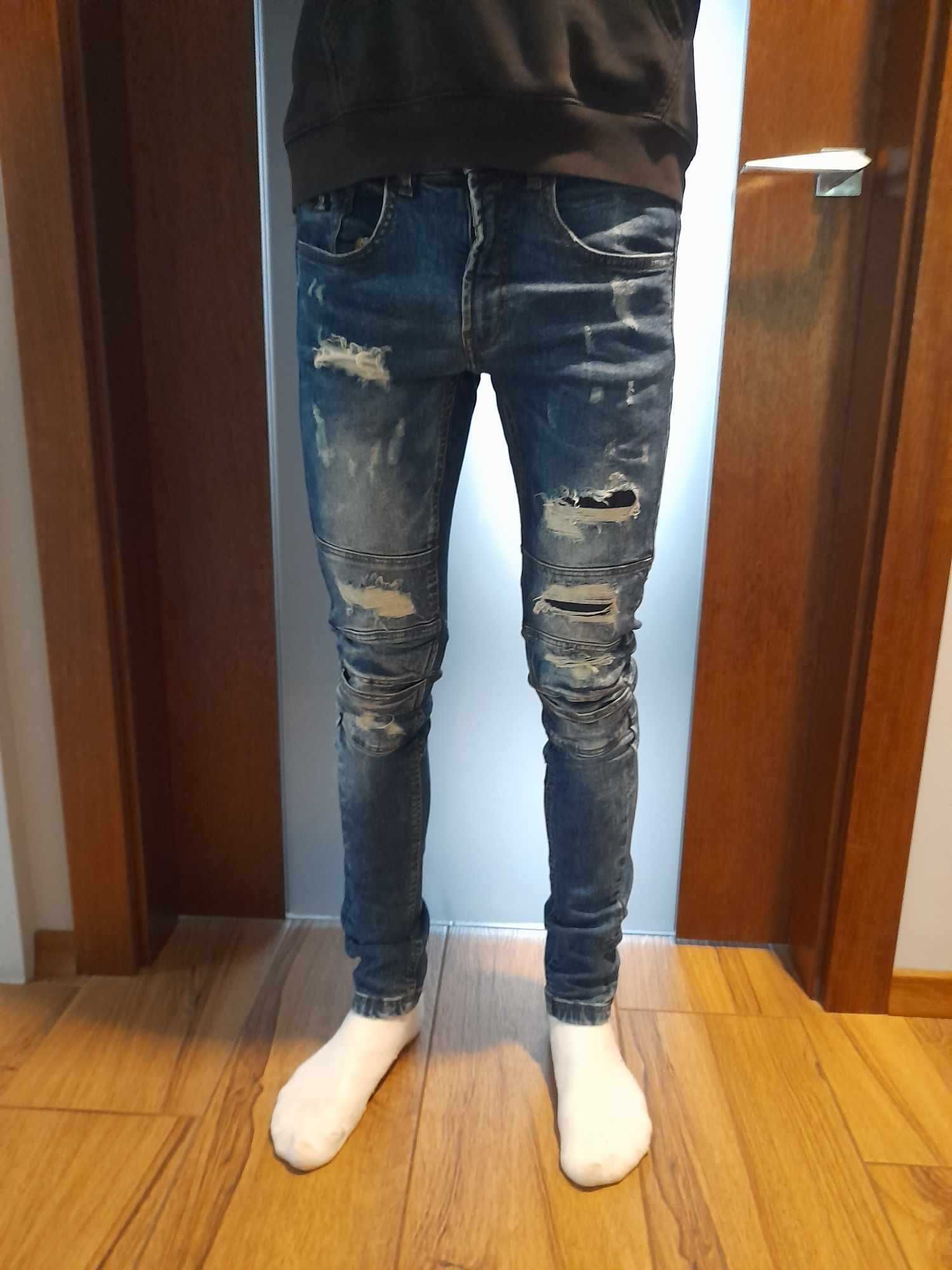 Spodnie młodzieżowe CROPP typ slim, granatowe, size 28/32 stan idealny