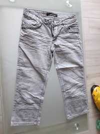 Szare rybaczki spodnie 3/4 jeansy XS