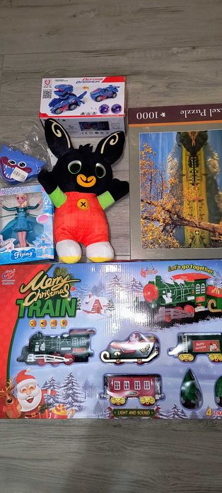 Puzzle pociąg świąteczny Bing Huggy latająca Elza