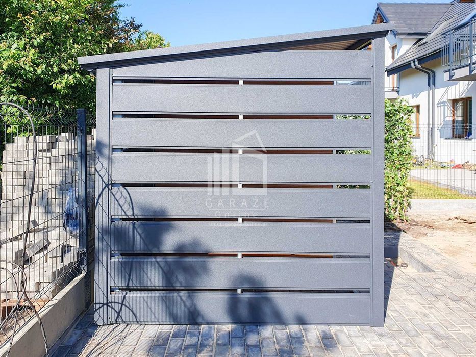 Schowek Domek Ogrodowy 2X2 + Wiata 1,2M Brama Drewnopodobny Dach Id647