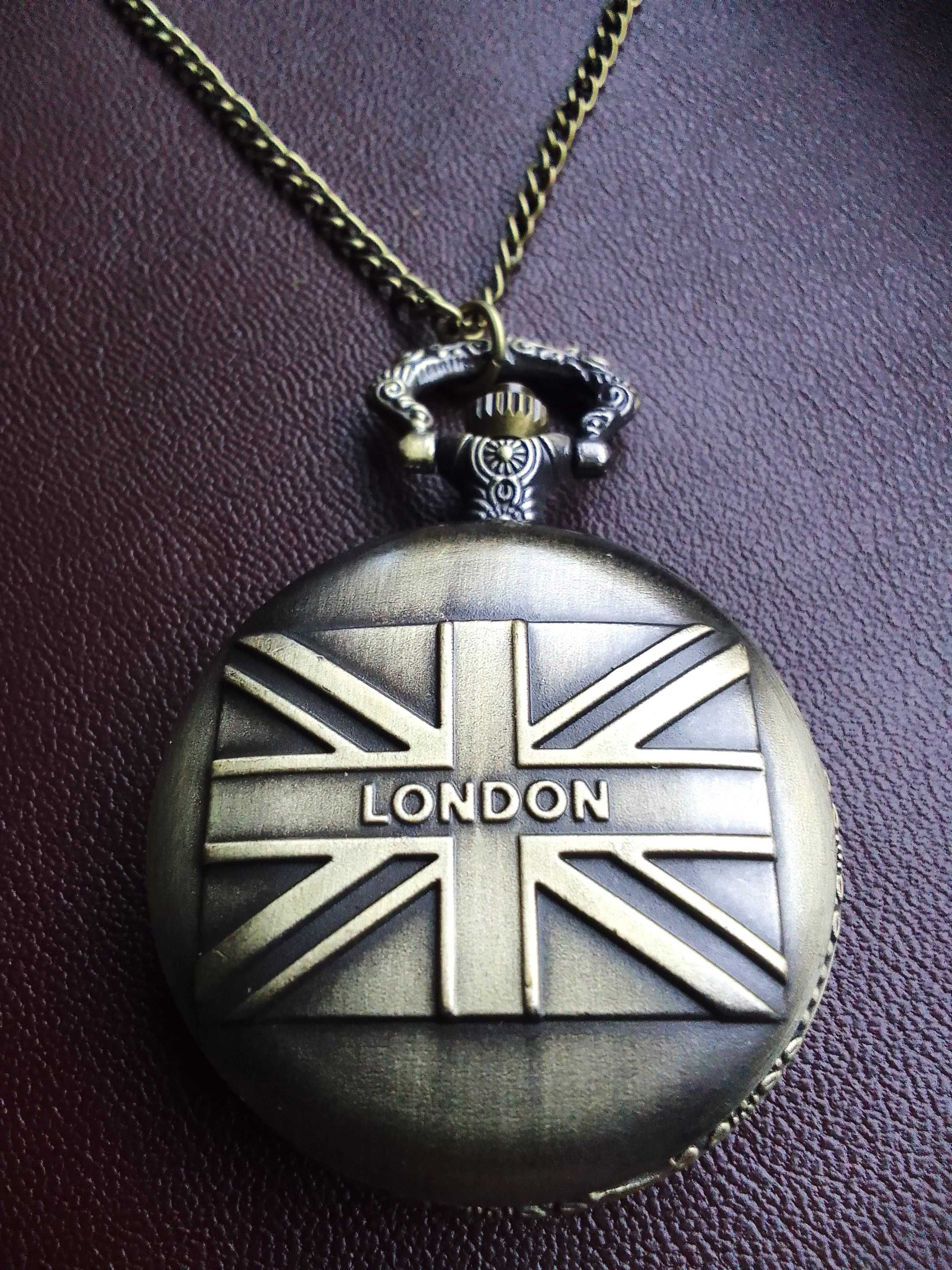 Męski zegarek kieszonkowy z łańcuszkiem London vintage retro