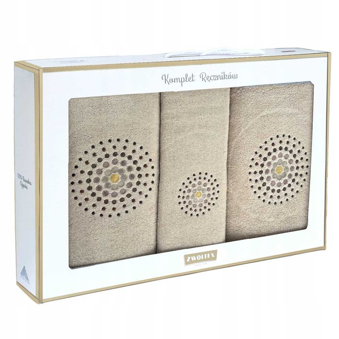 ZWOLTEX zestaw ręczników ładny jasny beżowy ILUZJA udany prezent