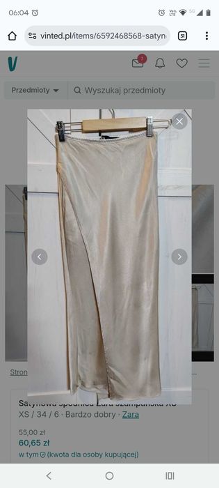 Spódnica satynowa Zara 34 szampańska