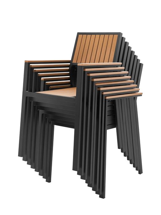 Eleganckie krzesło ogrodowe aluminiowe z deskami Kompozytowymi WPC