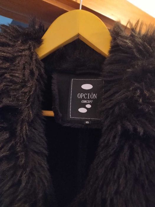 Sobretudo cardado/ pelo/ térmico (40) preto, mulher NOVO