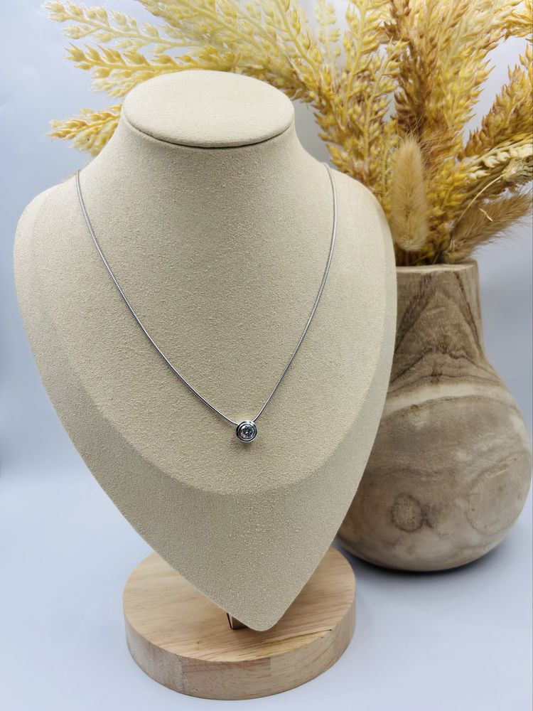 Naszyjnik Złoty z Brylantem 585/14k 0.51ct 45cm Certyfikat