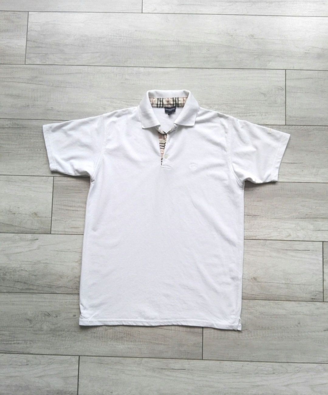 Burberry biały oryginalny t-shirt koszulka polo rozm M