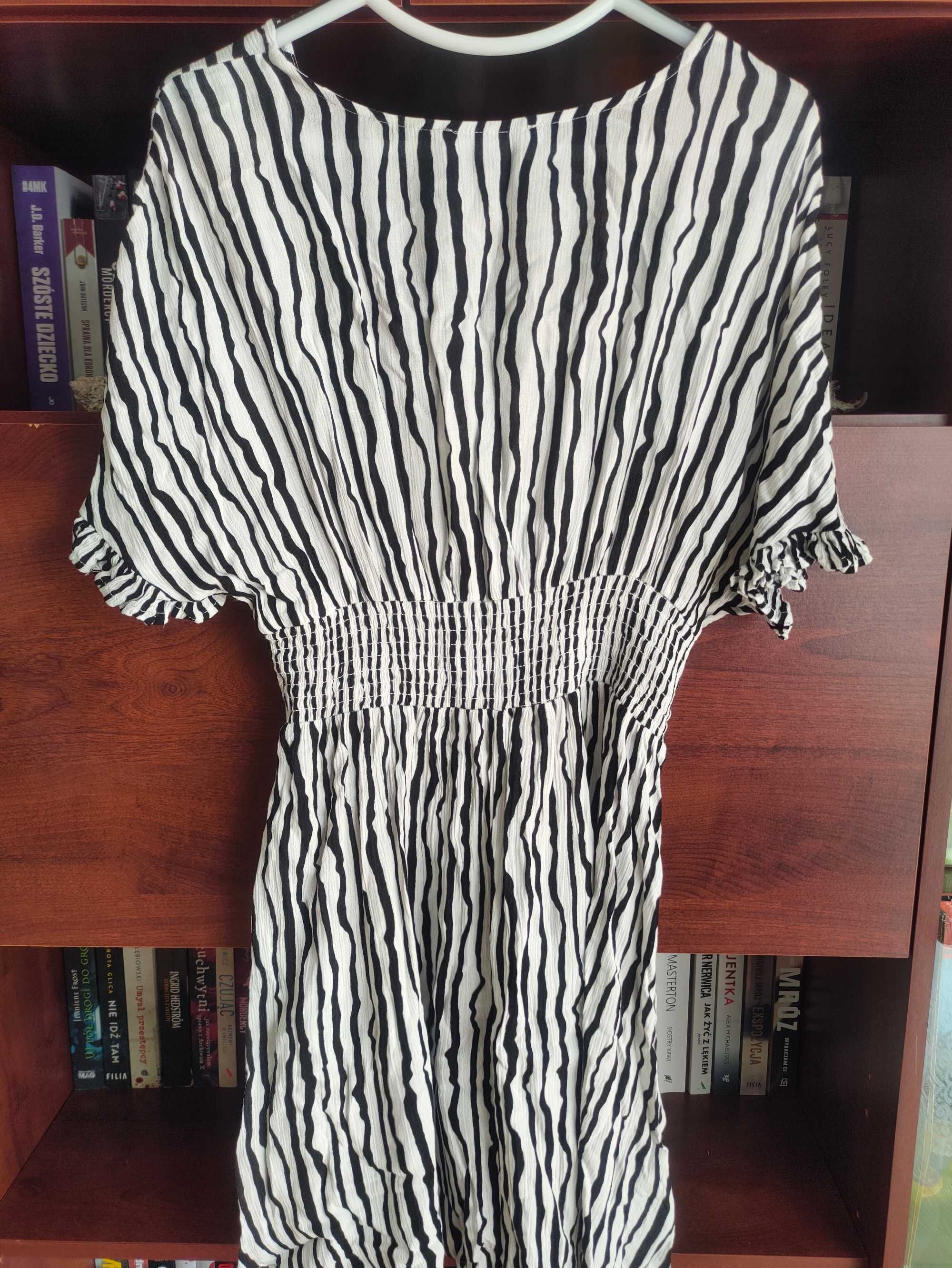Sukienka zebra w biało czarne paski Sinsay rozmiar S 36
