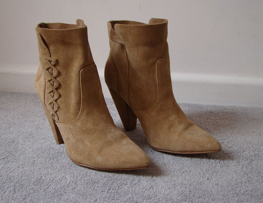 ZARA skóra dwoina BOTKI camel KOWBOJKI 37