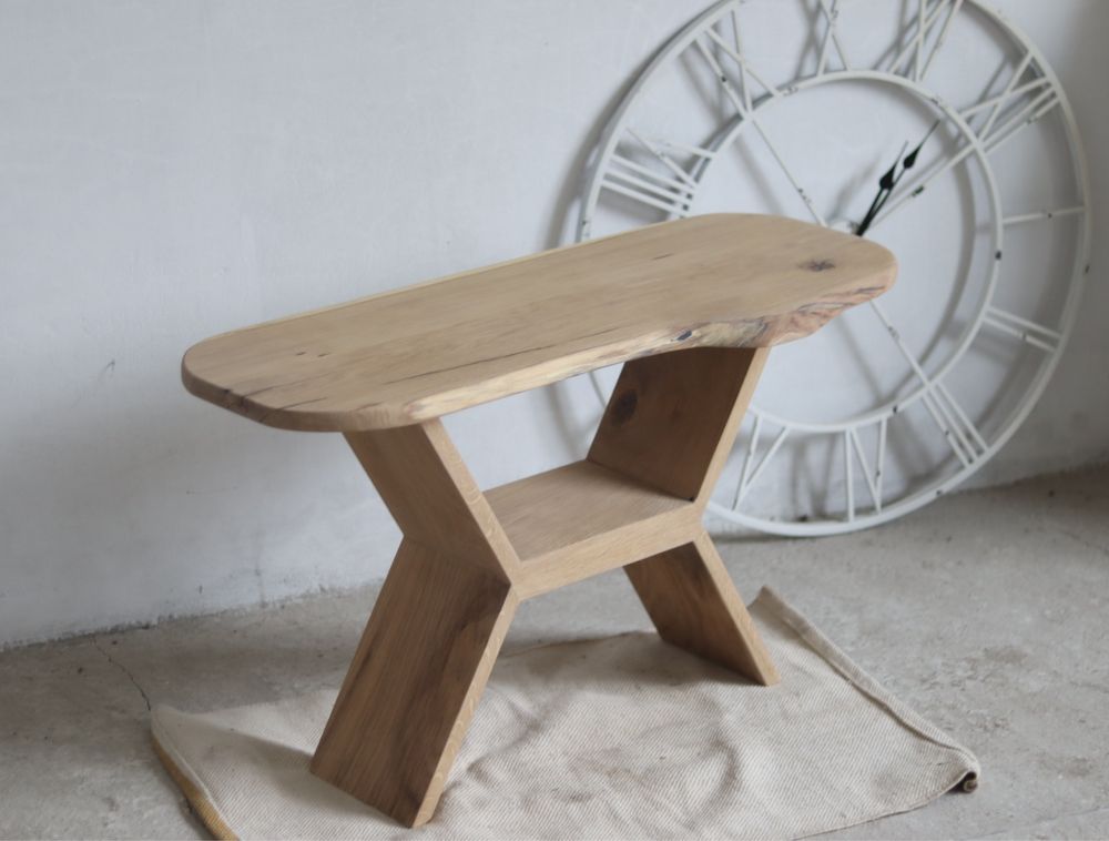 Stolik kawowy,Dębowy ,stolik z półką, ława,lite drewno