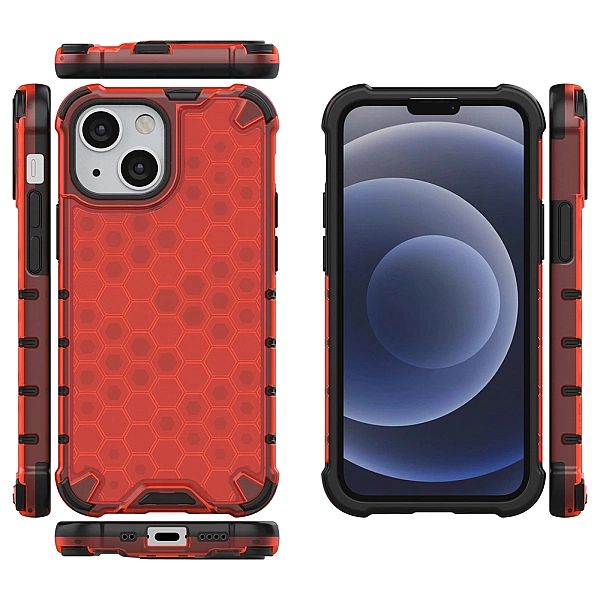 Honeycomb etui pancerny pokrowiec z żelową ramką iPhone 13 mini czerwo