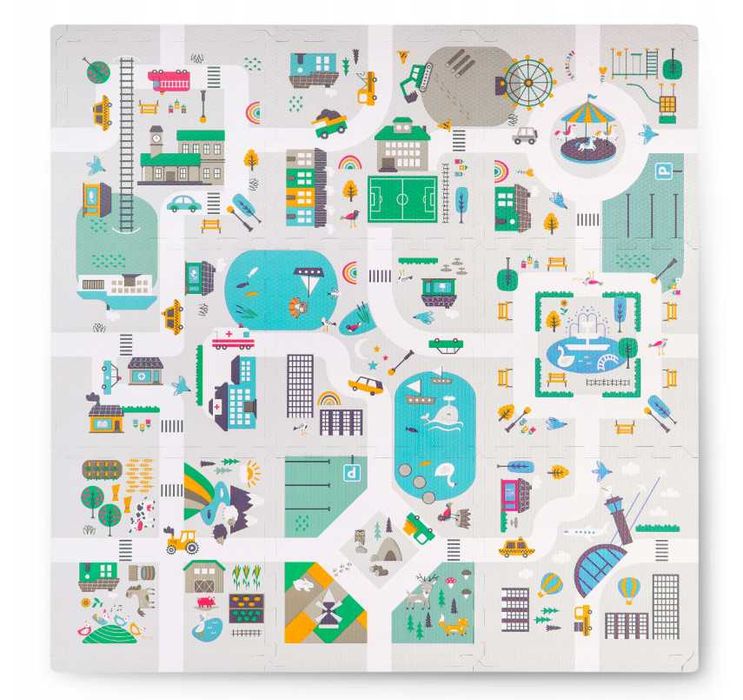 Mata piankowa puzzle Nukido 120x120 cm –składana edukacyjna dla dzieci