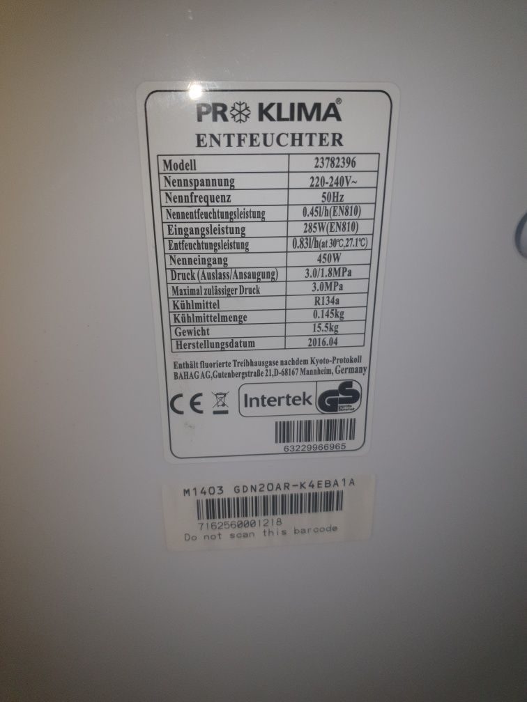 Pochlaniacz wilgoci PROKLIMA
