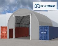 10x12m Namiot ZADASZENIE do kontenera WEJŚCIE+WJAZD - Tył pusty DAS