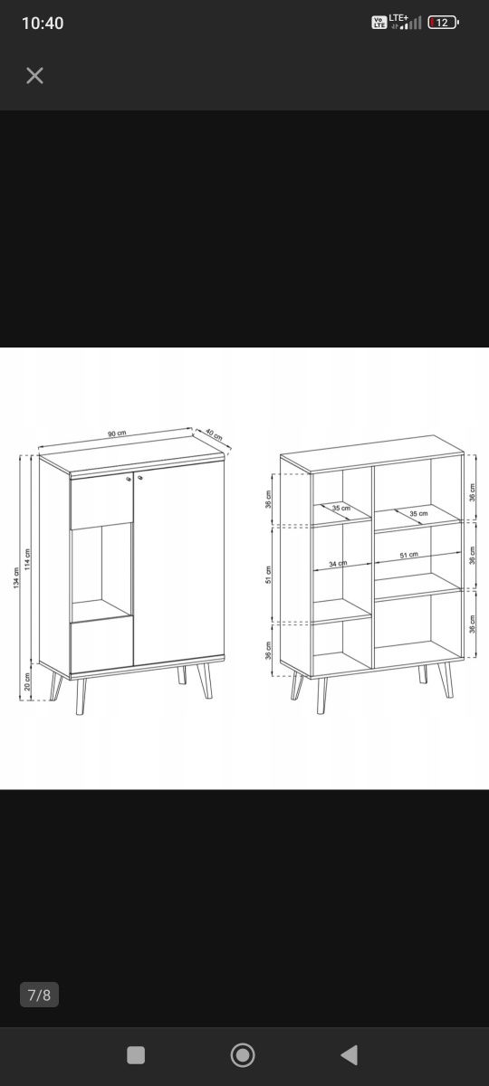 Witryna komoda 90x40x134 cm PIASKI PRIMO styl skandynawski JAK NOWA