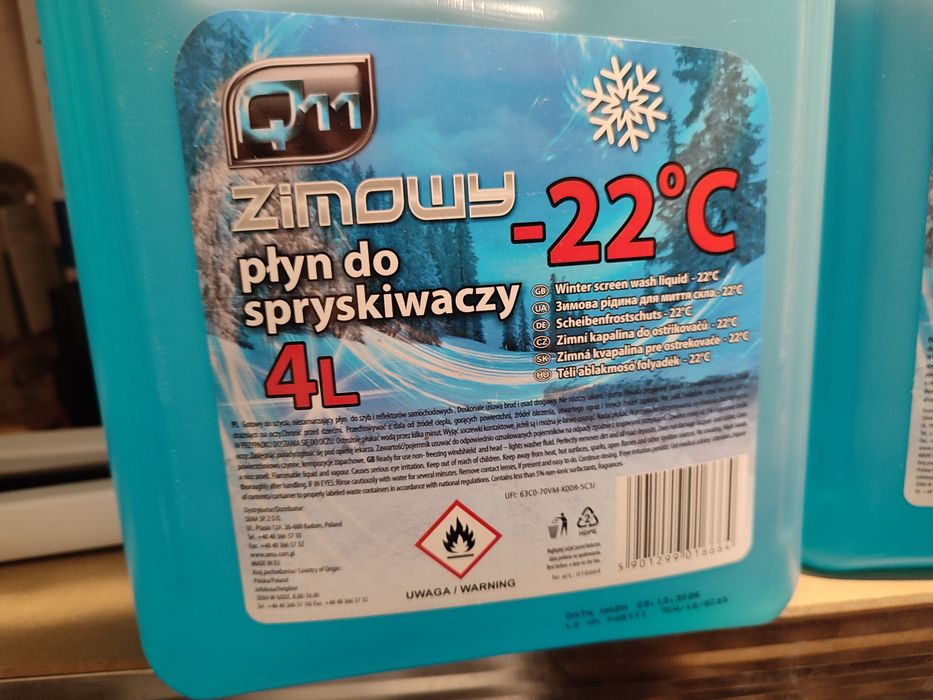 Płyn zimowy do spryskiwaczy Q11 do -22 stopni C - 7 litrów za 15zł.