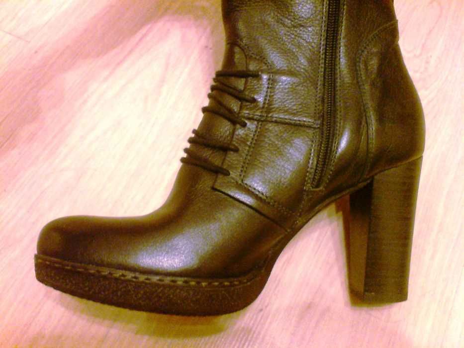 NOWE Buty-Kozaki OFICERKI Wysokie37 Natural skóra100% BRĄZ I-Klasa Gw6